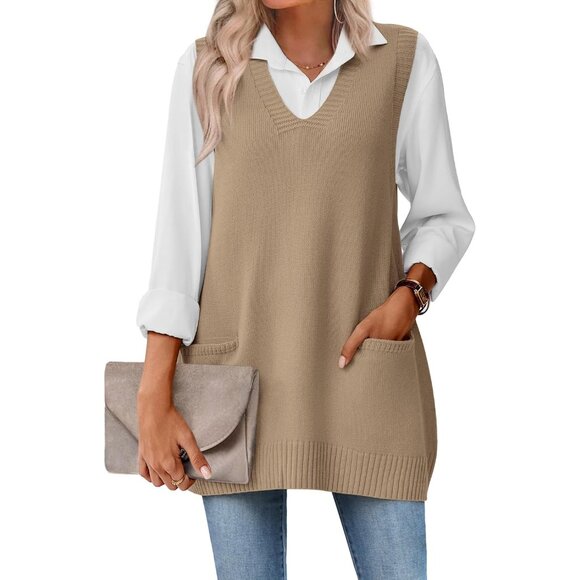 Women´s Knitted Sweater Vest Acrylic Sleeveless V Neck...